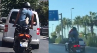 Alanya’da motosiklet üzerinde ölümü hiçe saydı!