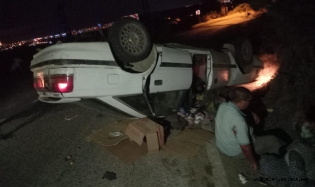 Alanya'da virajı alamayan otomobil takla attı: 1 yaralı