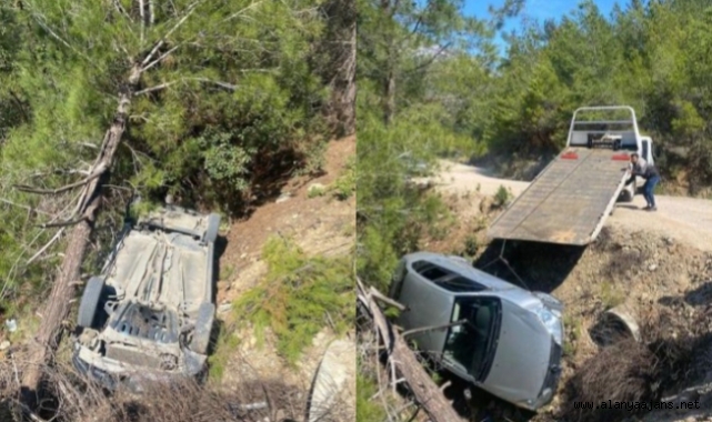 Alanya’da kontrolden çıkan otomobil bahçeye uçtu!