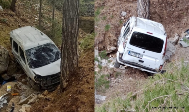 Alanya'da araç şarampole yuvarlandı: 1 yaralı