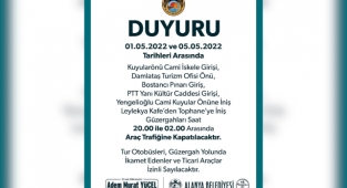 Alanya'da bu yollar bayramda araç trafiğine kapatılacak