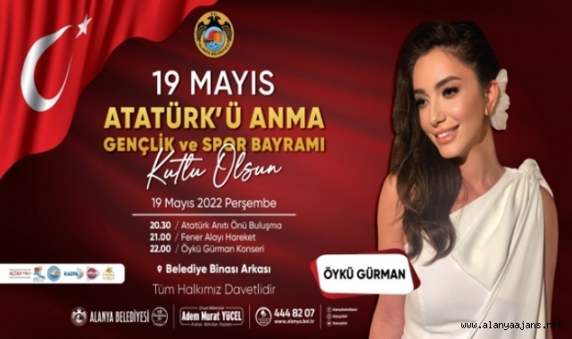Alanya Belediyesi'nden 19 Mayıs'ta Öykü Gürman konseri