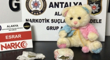 Alanya’da kargoyla gelen oyuncak ayı içinden esrar çıktı