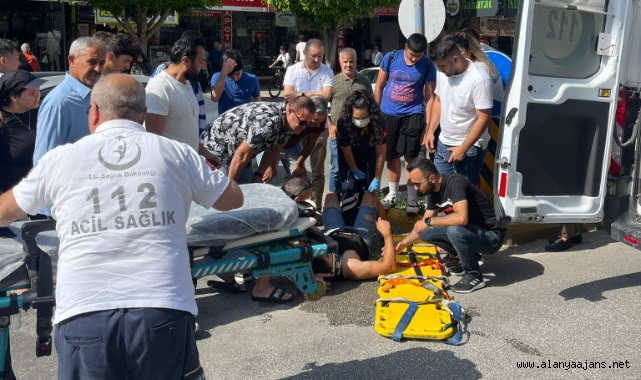 Alanya’da motosiklet sürücüsünün kask kurtardı