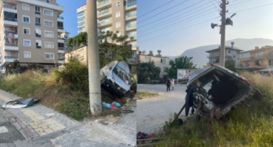 Alanya’da elektrik direğine çarpan hafif ticari aracın sürücüsü öldü