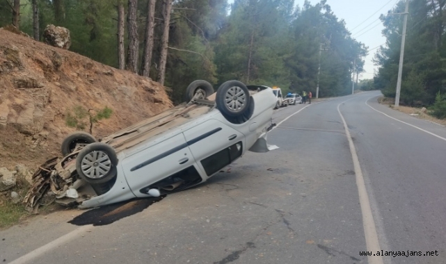 Alanya’da otomobil takla attı: 2 yaralı