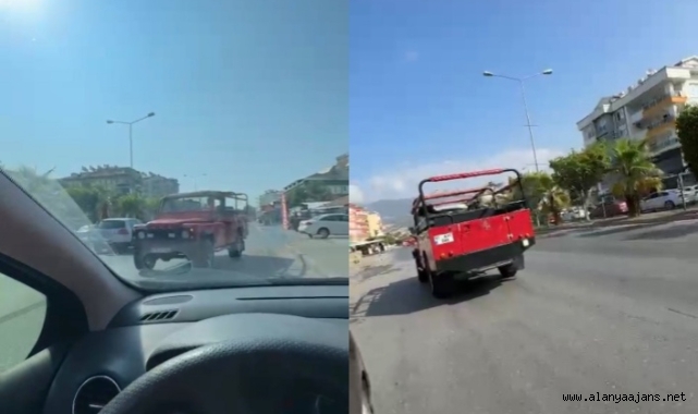 Alanya’da ters istikamette giderek trafiği tahliyeye sokan safari aracını polis affetmedi!