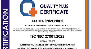 Alanya Üniversitesi'ne kalite belgesi