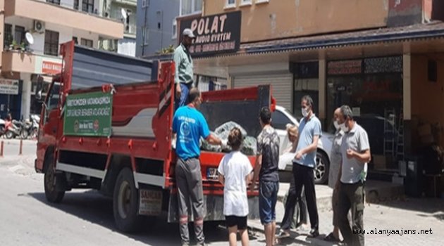 Alanya Belediyesi vatandaşa ücretsiz salatalık dağıtmaya başladı