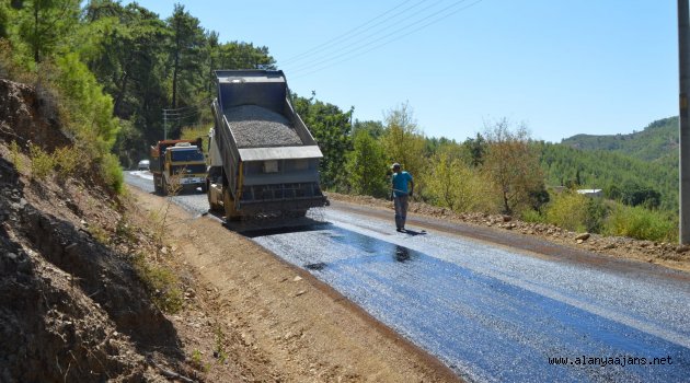 Alanya Çamlıca yolu asfaltlanıyor