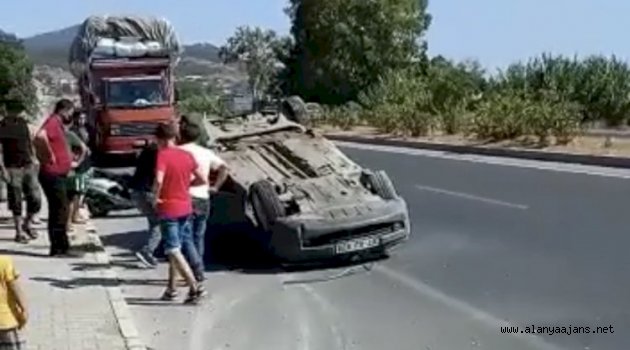 Alanya’da otomobil takla attı, sürücünün burnu bile kanamadı
