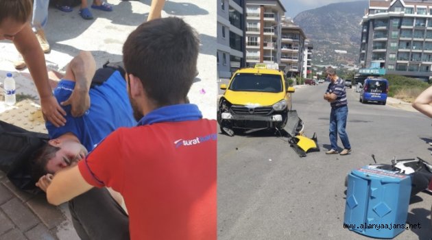 Alanya’da paket servisçi kaza yaptı!