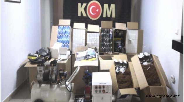 Alanya’da polisten kaçak tütün ve makaron operasyonu