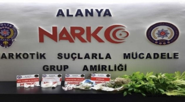 Alanya’da polisten uyuşturucu baskını: 3 gözaltı