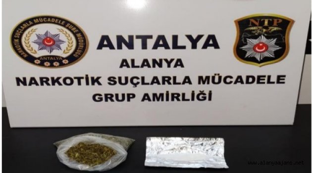 Alanya’da şüphelinin çantasından uyuşturucu çıktı