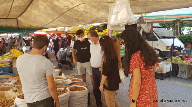 Alanya pazarlarında hem gıda hem de kovid denetimi