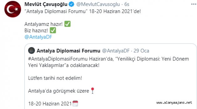 Antalya Diplomasi Forumu Haziran'da