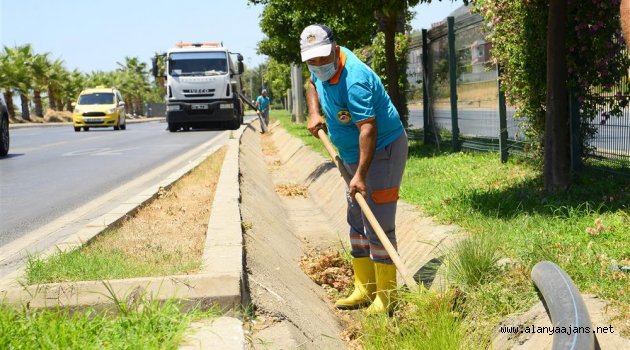 Bayram öncesi orta refüjlerde temizlik yaptı