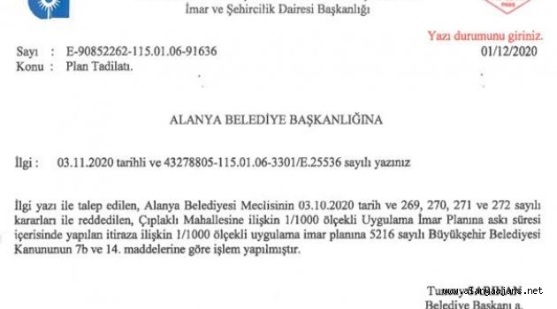 Çıplaklı uygulama imar planında sorun kalmadı
