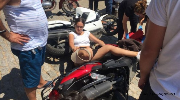 Gaz kolu takılı kalan motosiklet sürücüsü ölümden döndü