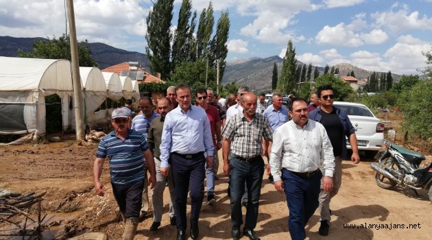 MHP Antalya Milletvekili Abdurrahman Başkan ve yönetimi Elmalı'da incelemede bulundu