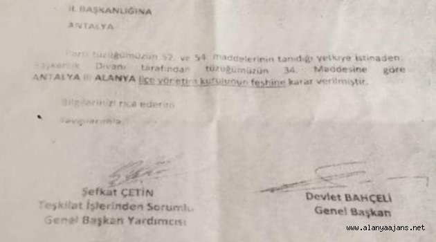 MHP ilçe teşkilatı görevden alındı