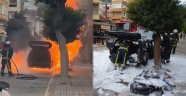 Alanya’da çalıştırdığı otomobil bir anda alev aldı