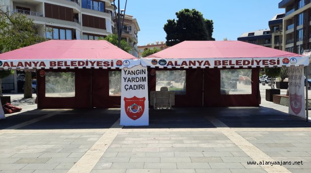 'Yangın Yardım çadırı' kurdular