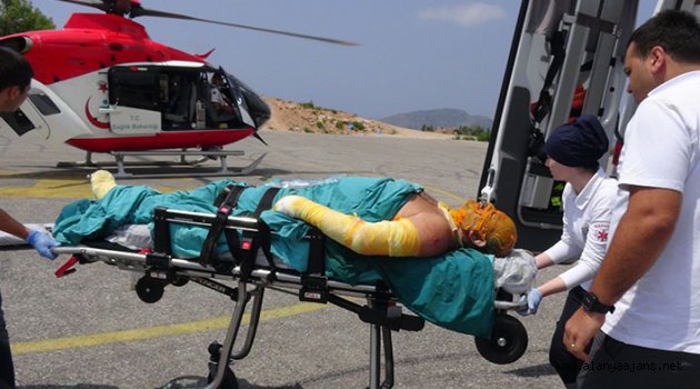Yaralı helikopterle sevk edidli